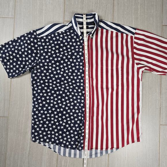 Vintage Structure Short Sleeve Button Up XL USA Flag Pattern XLarge - Picture 4 of 9